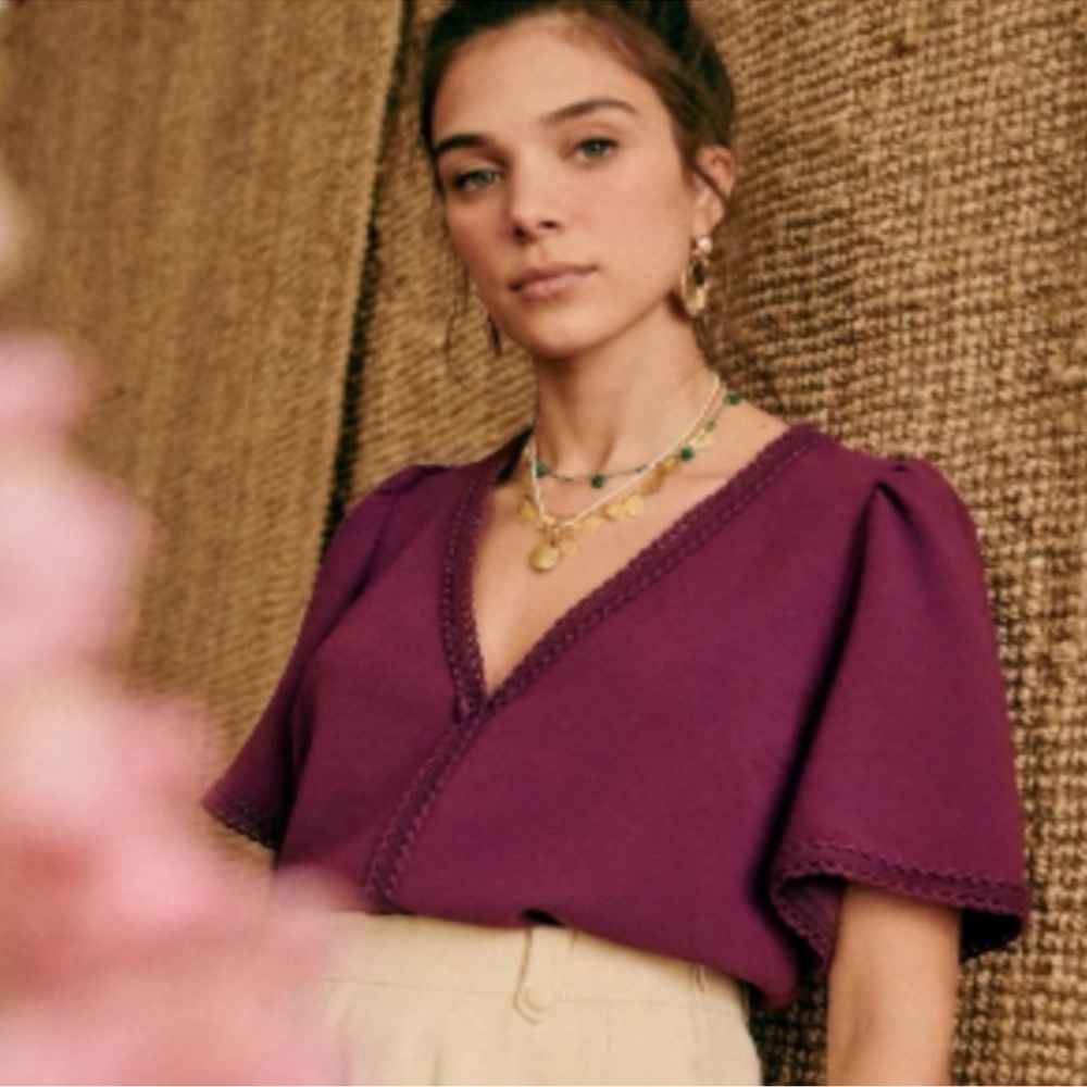 Sezane Tina Plum Blouse Like New